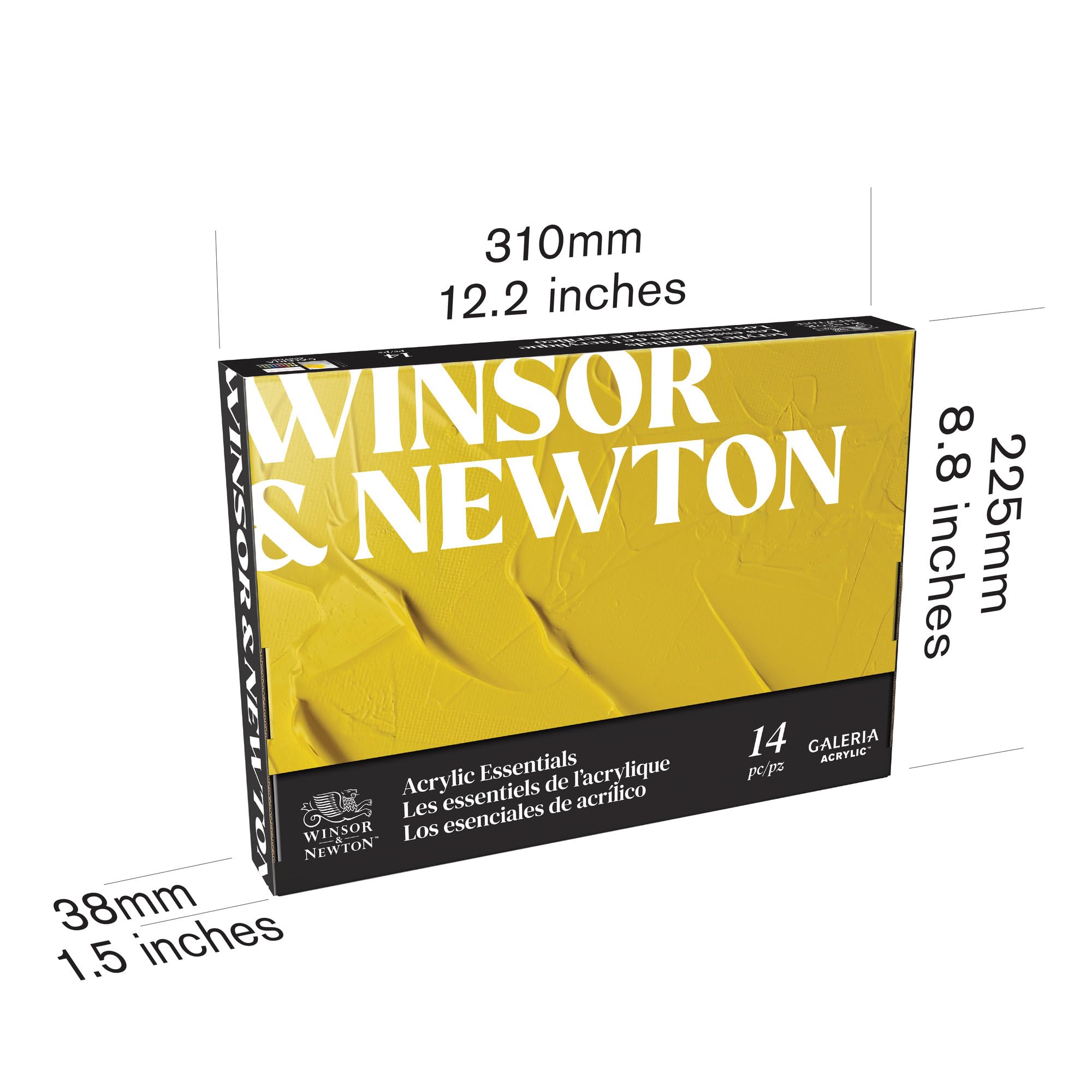 Winsor & Newton 2190615Zestaw tub z farbami akrylowymi Galeria, 10 farb akrylowych w tubkach 12ml, blok akrylowy, 2 pędzle akrylowe i akcesoria