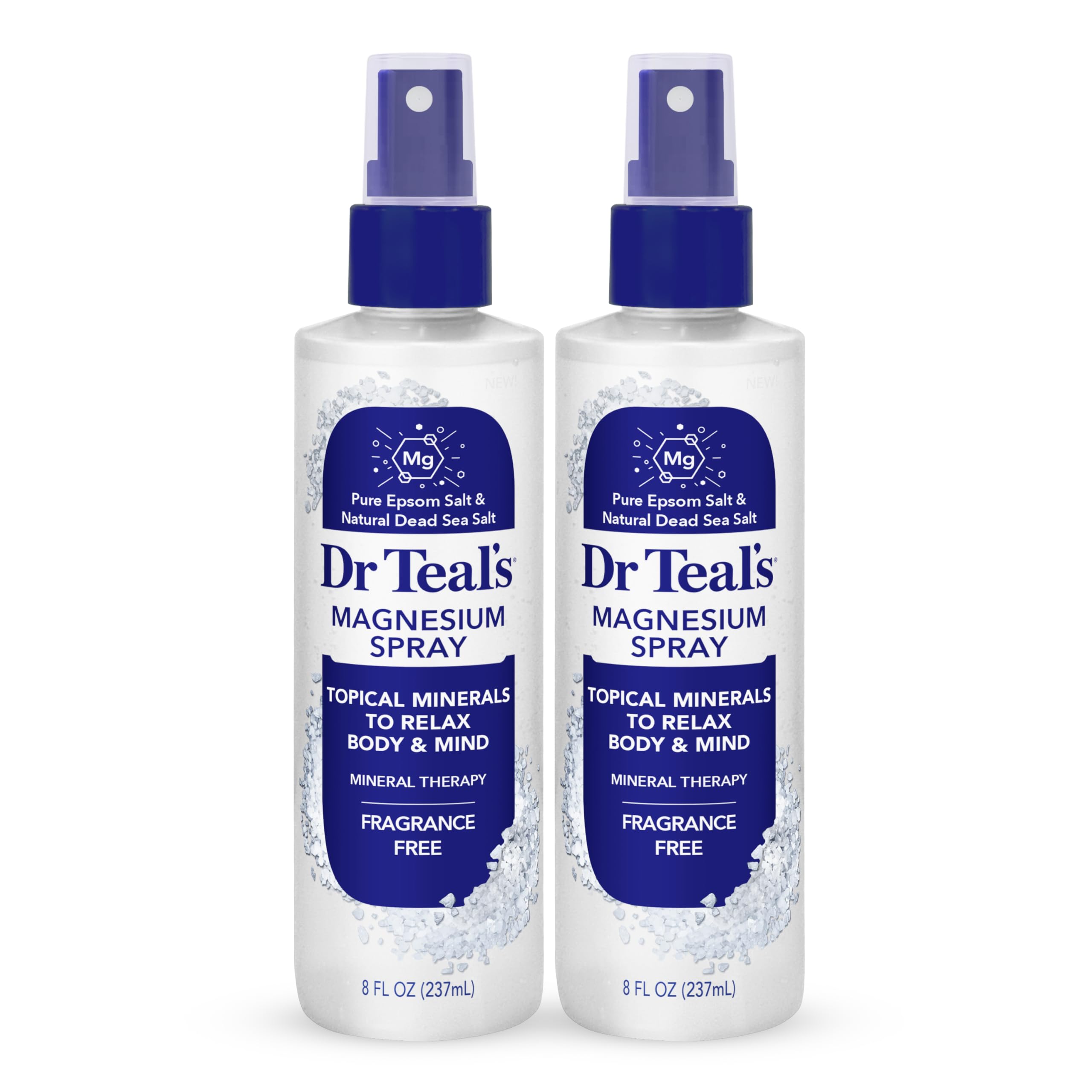 Dr Teals Magnesium Spray with Natural Dead Sea Salt Fragrance Free 8 fl oz Pack of 2