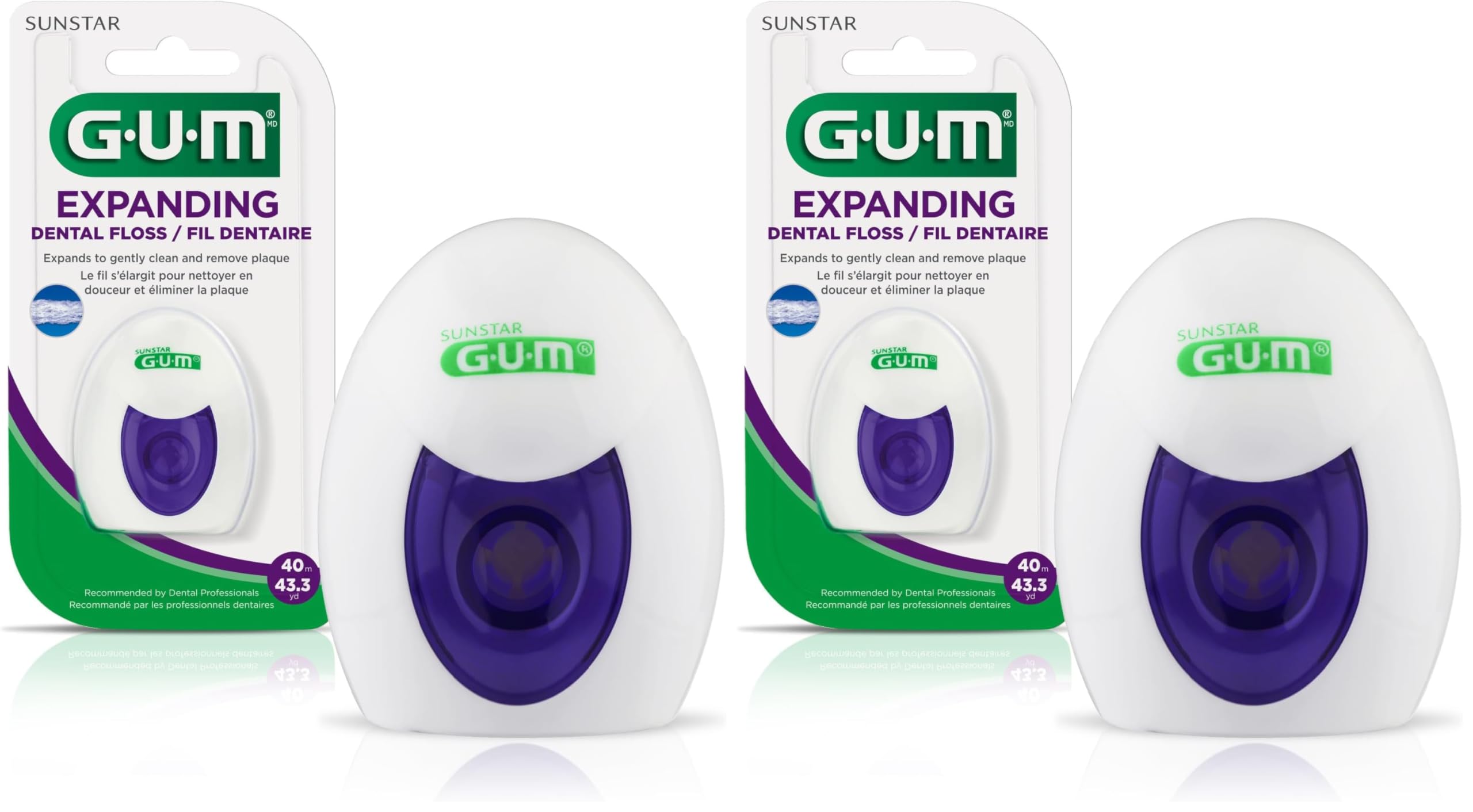 Deep Clean Expanding Dental Floss - Waxed Woven Floss - Effective Plaque Removal for Tight Teeth - Unflavored (Pack of 2)