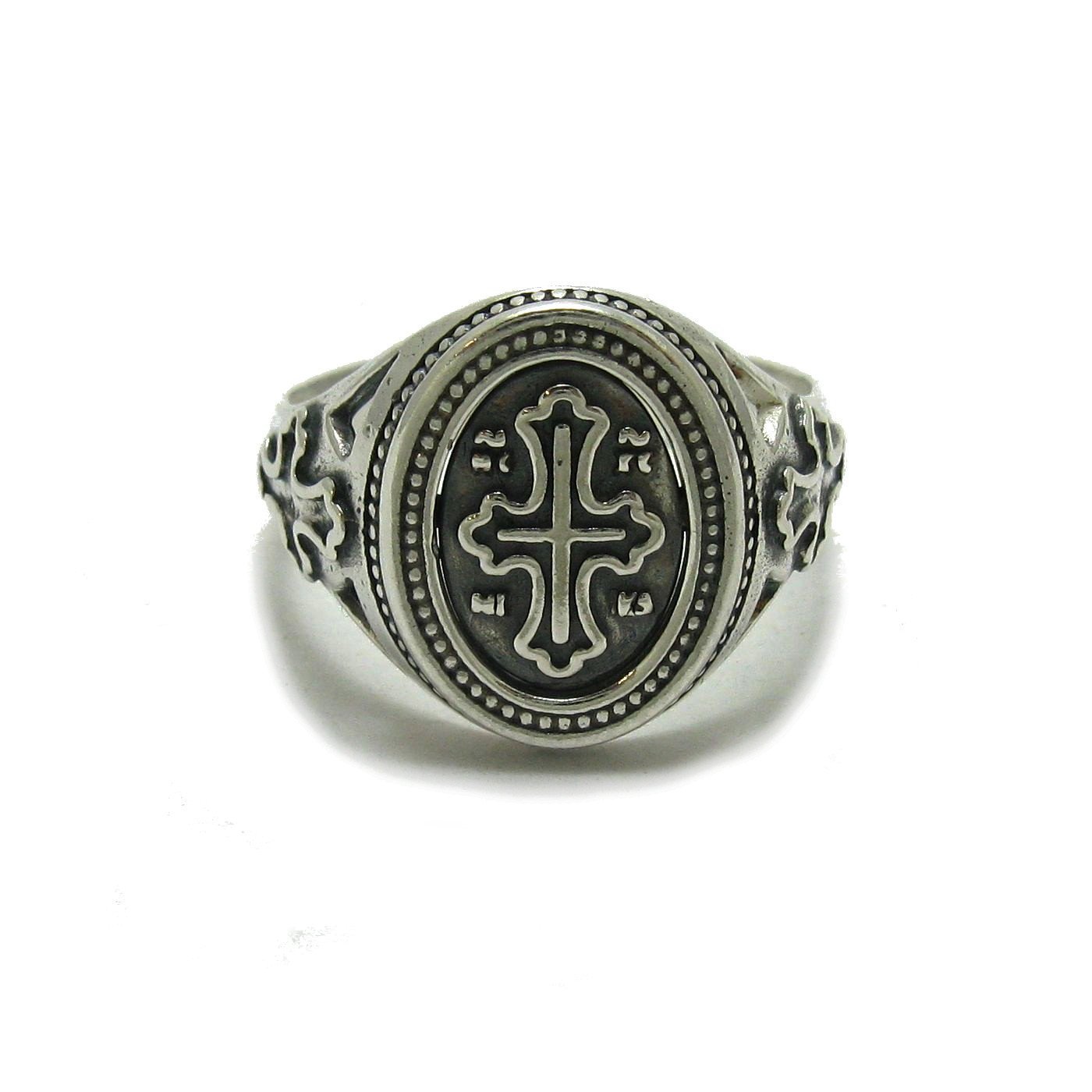 Anillo de plata para hombre macizo Cruz 925 Guardar y preservar R001789