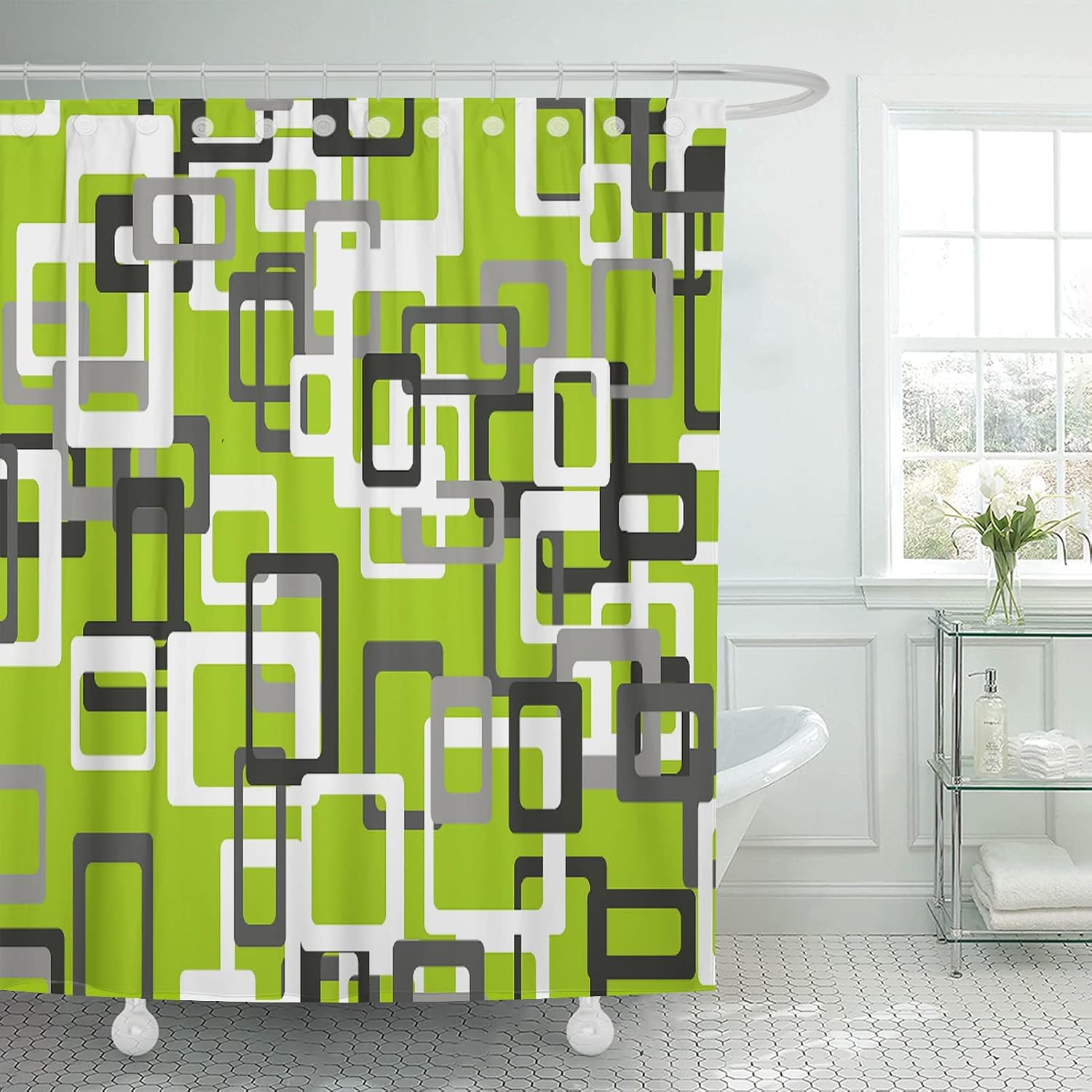 Shower Curtain, for Bathroom Decor 72 x 72 Inch, Modern Lime Green