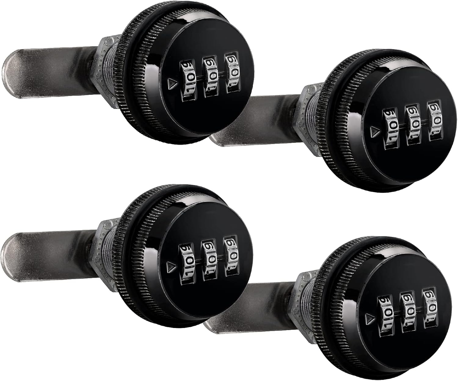 RecPro RV Combination Cam Lock | 3-Digit 3/4" Cylinder Lock Replacement for Baggage Door, Box, Cabinet, and More (4 Pack, Black)