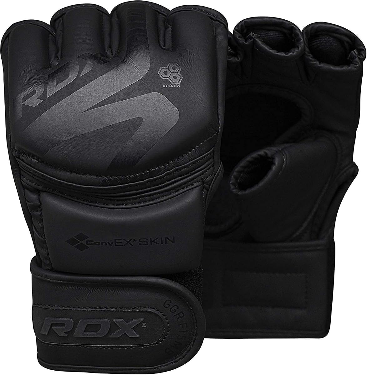 RDX Guantes MMA Premium Real Maya Hide Leather, Guantes de Sparring y Grappling para Artes Marciales Mixtas para Entrenamiento, Guantes de Lucha, Diseño sin Dedos, Palma Acolchada con Corte en D Abierto, Equipo de Artes Marciales Mixtas