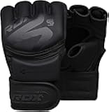 RDX MMA Gloves Premium Real Maya Hide Leather, Mixed Martial Arts Sparring & Grappling Gloves for Training, Fighting Gloves, Fingerless Design, Padded Open D-Cut Palm, Mixed Martial Arts Equipment