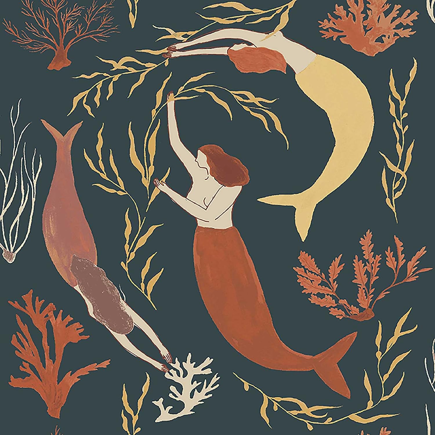 Elana Gabrielle Muses Mermaid Peel and Stick Wallpaper, (Baltic Blue)