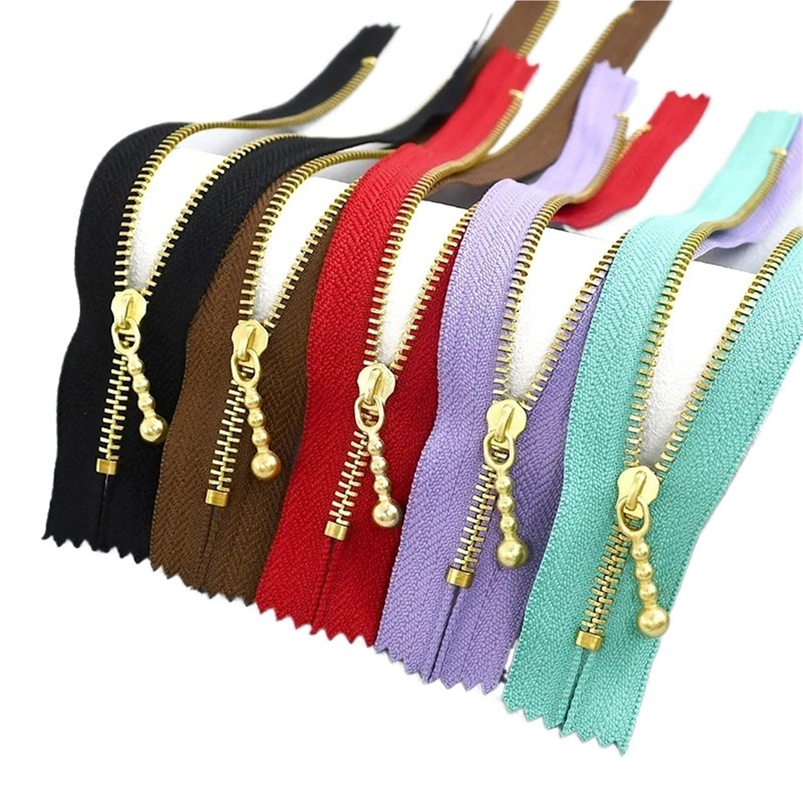 Cremallera de Metal for chaqueta, cremalleras con bloqueo automático, bolsillo reparación, cierre cremallera, Kit costura repuesto, 10/20 piezas, 12-40cm, 3#(WhiteGold,20cm-20Pcs)
