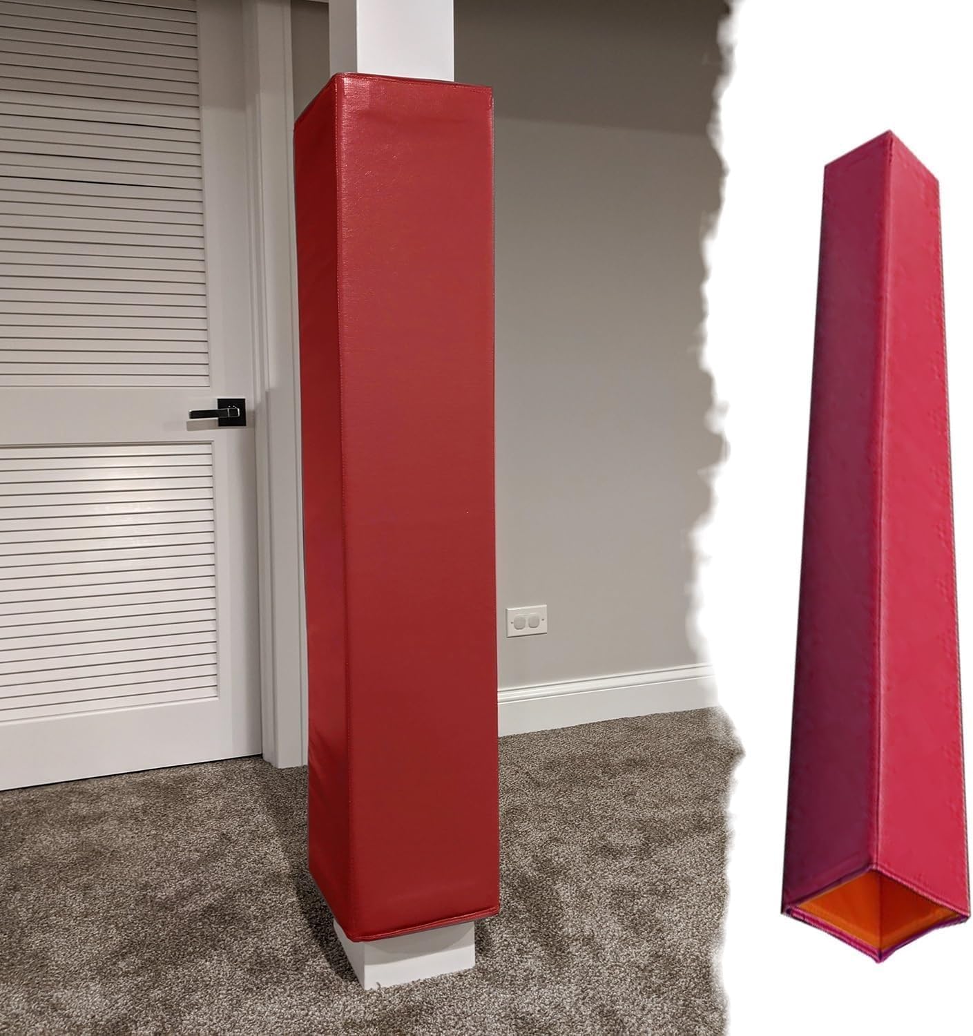 Wrap Around Basketball Pole Pad Hollow Foam Pole Padding Fits 5x5 6x6 7x7 8x8, Square Basketball Pole Padding for Player Protection and Safety(Red,11x11 Inch)