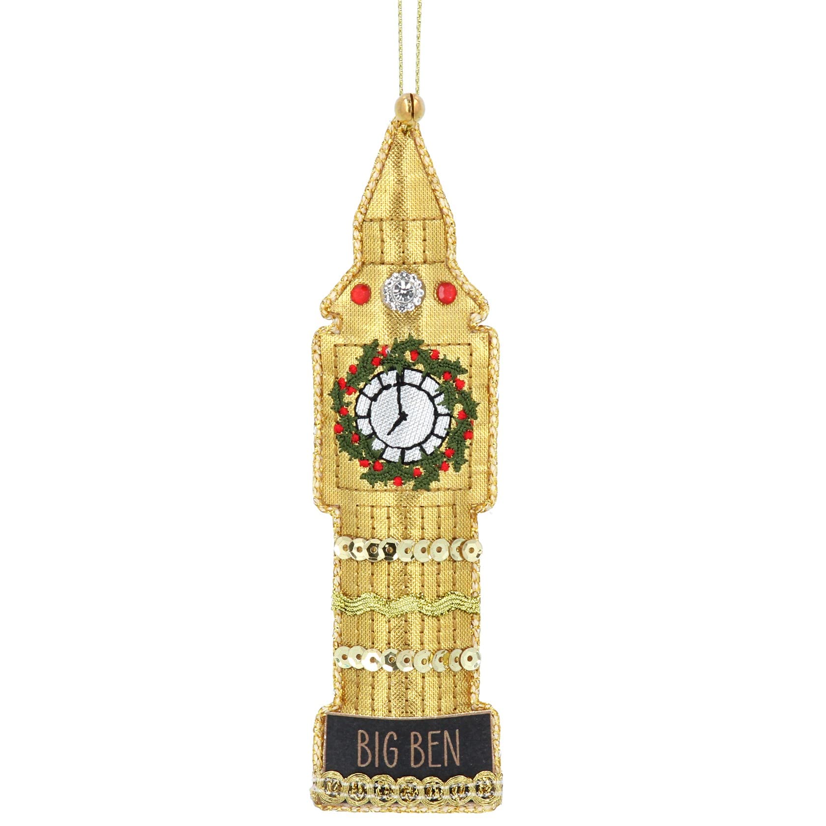 Gisela Graham Multicolor Fabric Big Ben Christmas Tree Decoration
