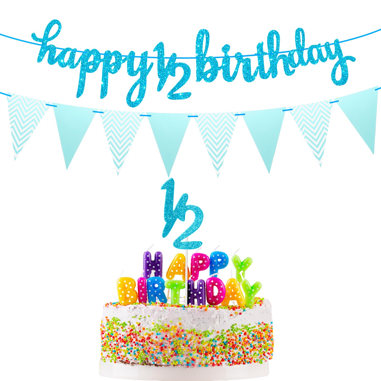 BillyBath Happy Birthday Cake Topper, 17 Pezzi Decorazione per Torta, Candeline Compleanno, Coriandoli Palloncino, Stelle Cuori Topper Torta, per Matrimonio Compleanno Baby Shower Party Decorazioni