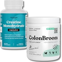 ColonBroom Strawberry Fiber Powder + Creatine 1500mg Bundle | Strawberry colon cleanser for gut health plus creatine with Choline and D3 for energy, brain and body*