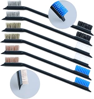 Wire Brush Set, 6 Pcs Brass/Stainless Steel/Nylon Wire Brushes for Cleaning, Dirt, Paint Scrubbing Wire Brush Set Double-Ended Cleaning Pick