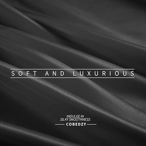 Miniatura 7 de juego de 3 sábanas de satén negro tamaño Twin XL, juego de sábanas de satén sedoso con 1 sábana bajera con bolsillo profundo, 1 sábana encimera, 1