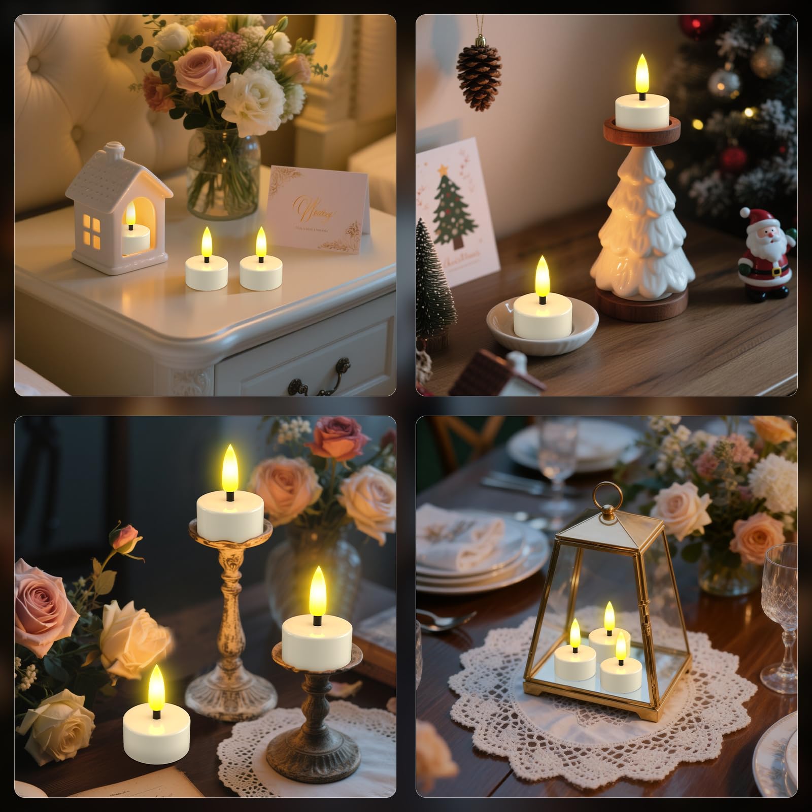 Ymenow Lot de 12 bougies chauffe-plat LED vacillantes avec minuterie, sans flamme, en plastique, pour décoration de maison, chambre, anniversaire, mariage, blanc ivoire