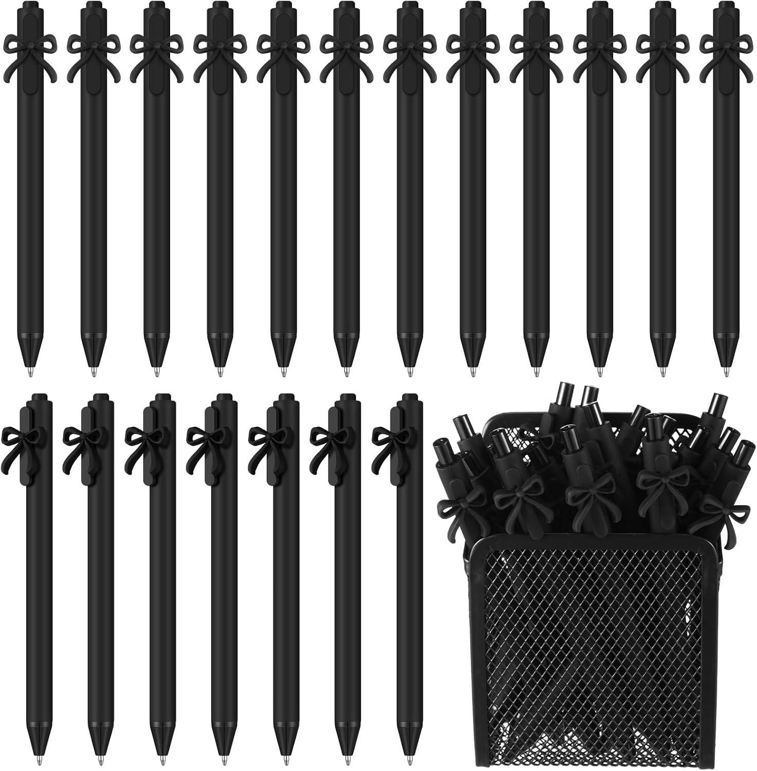 Sayglossy 20 Pcs Bow Pens Coquette Cute Pens Bow Party Favors, Black