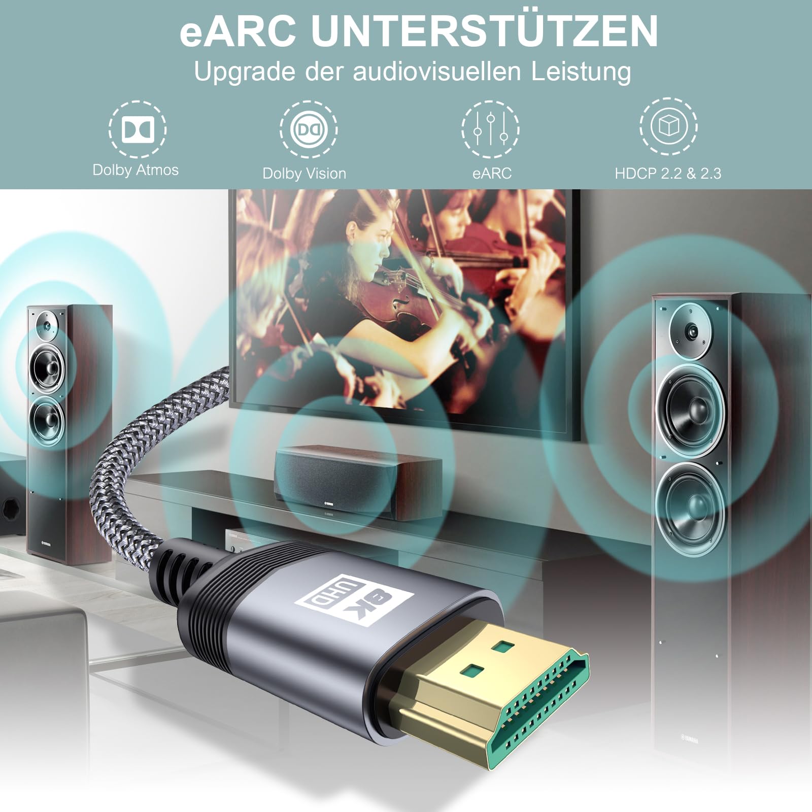 MAXGROUP Cavo HDMI 8K 3M, HDMI 2.1 su HDMI Cavo 8K @120Hz Alta Velocità Supporta audio 3D/Ritorno Video UHD 2160p Compatibile con Roku,Video 4K,Blu ray, PS5/PS4,Xbox/Fire TV