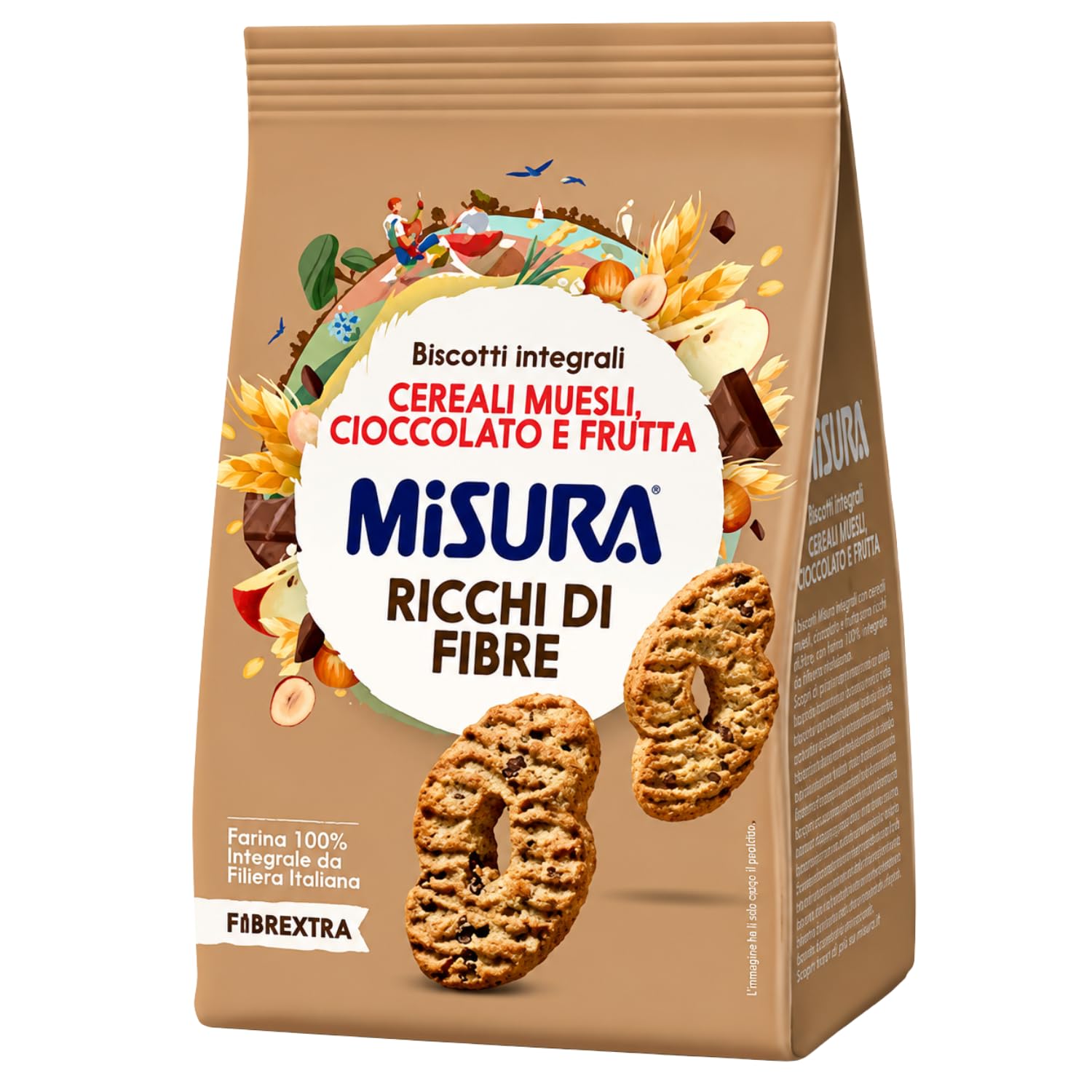 Biscotti Integrali Muesli Cioccolato e Frutta 230g Ricchi di Fibre Snack Colazione Sana Variazioni 4/8/12 Confezioni (12 PEZZI)
