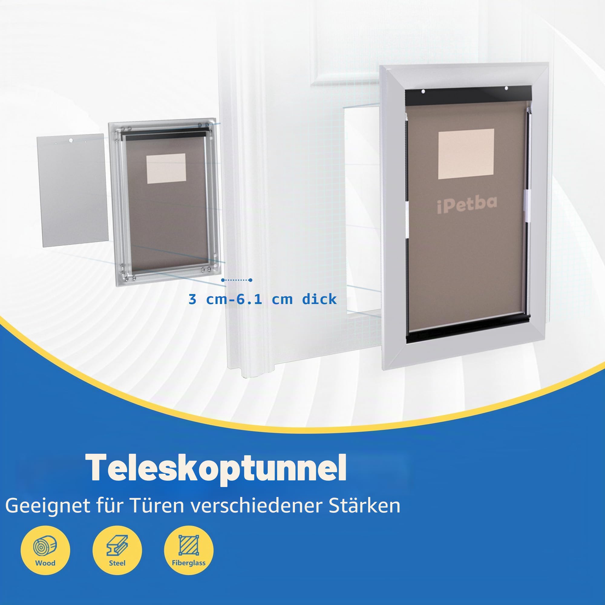 Hundeklappe für Große Hunde Aluminium Hundetür für Extremes Wetter Haustierklappe bis zu 100 kg