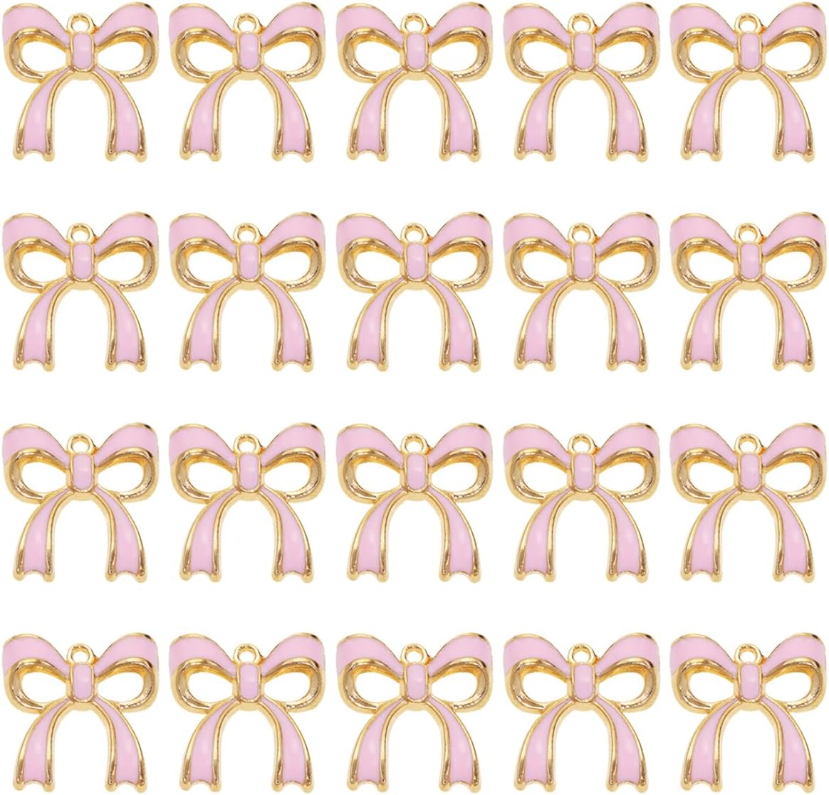 Tupalizy Bow Charms Enamel Bows Decor Gold Plated Dangle Pendants for Bracelets Earrings Necklaces Women Jewelry Making Keychains Purse Birthday Party Gifts DIY Art Crafts Supplies,20PCS