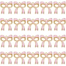 Tupalizy Bow Charms Enamel Bows Decor Gold Plated Dangle Pendants for Bracelets Earrings Necklaces Women Jewelry Making Keychains Purse Birthday Party Gifts DIY Art Crafts Supplies,20PCS