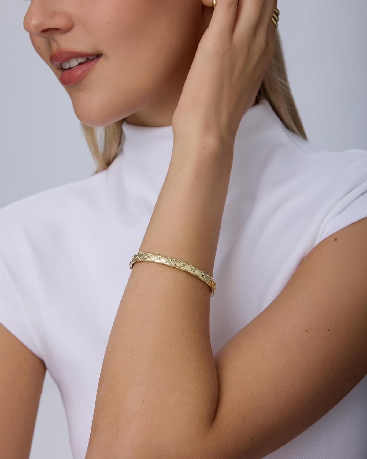 PAVOI Waterproof Bangle Bracelets for Women, 14K Gold Plated Hinged Bangle image 5