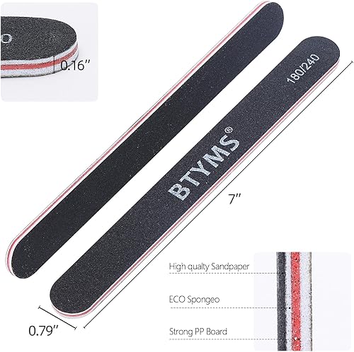 Miniatura 3 de Juego de 18 limas de uñas de grano 100180 y pulidoras de doble cara, limas de uñas ásperas, bloque amortiguador más suave para uñas acrílicas