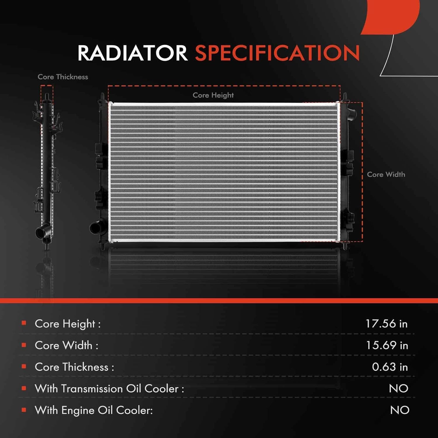 A-Premium Engine Coolant Radiator Assembly Compatible with Mitsubishi Outlander Sport, RVR, 2014 2015 L4 2.0L, L4 2.4L