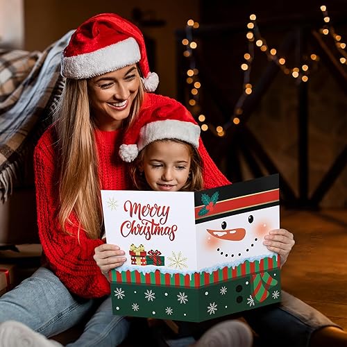 Miniatura 6 de 3 tarjetas de felicitación gigantes de Feliz Navidad, tamaño extra grande de 14 x 21 pulgadas, tarjetas de Navidad gigantes de muñeco de nieve,