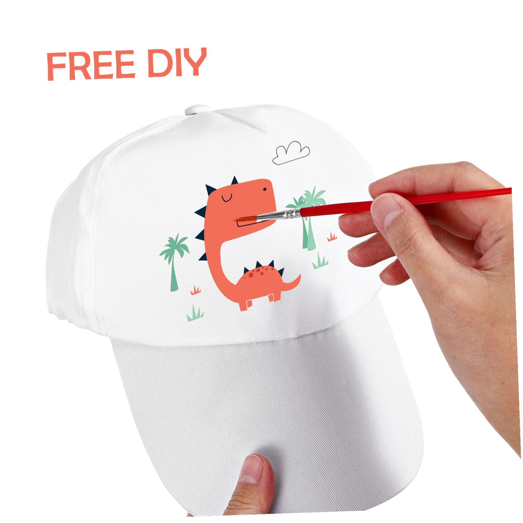 TOYANDONA Sombrero para Niños de Algodón Blanco, 10 Piezas, Visera Ligera y Resistente, Adecuado para Pintar y Actividades Creativas