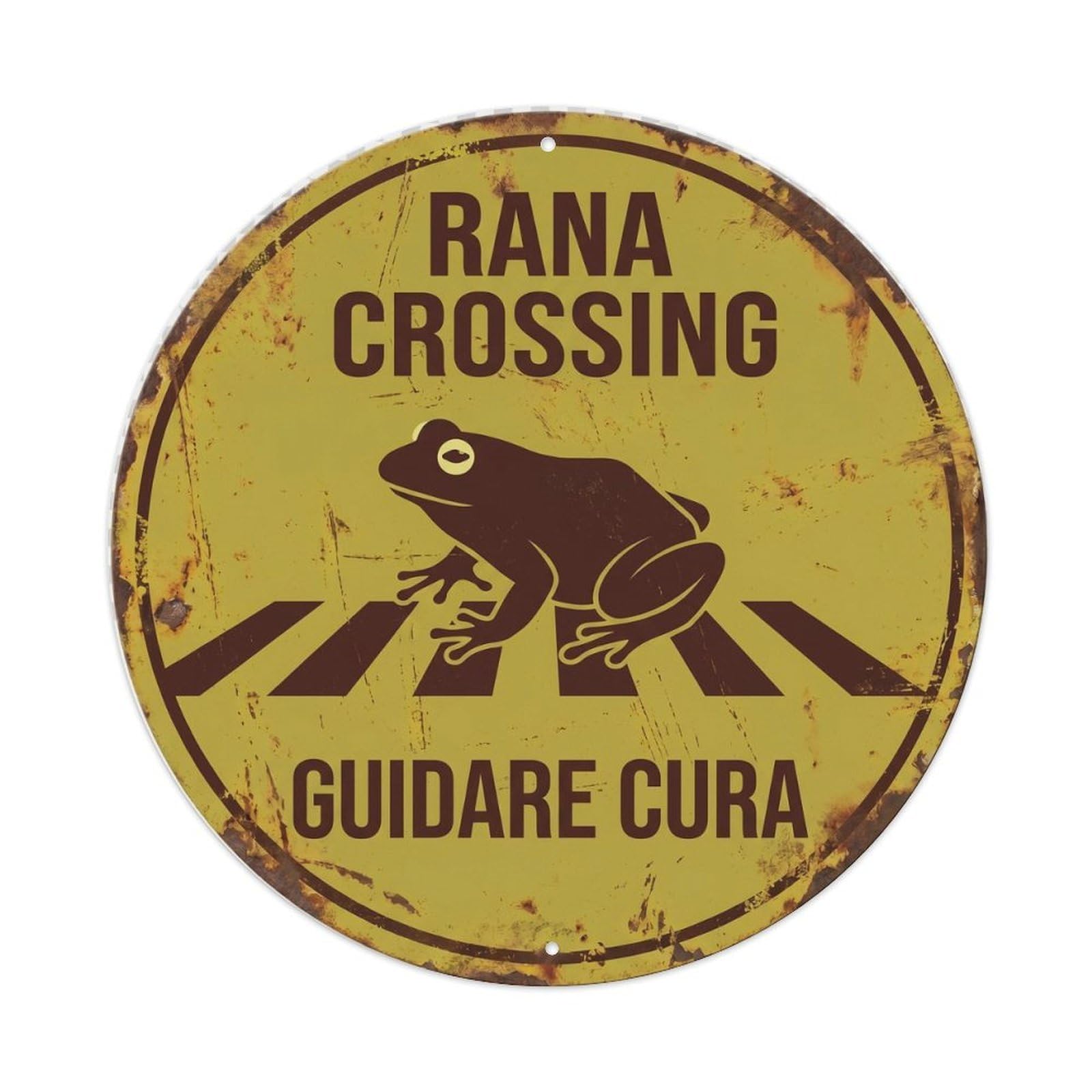 Metal Tin Sign Rana Crossing Guidare Cura