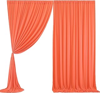 10x10 Orange Backdrop Curtain for Parties Wrinkle Free Orange Photo Curtains Backdrop Drapes Fabric Decoration for Wedding Birthday Party Baby Shower 5ft x 10ft,2 Panels