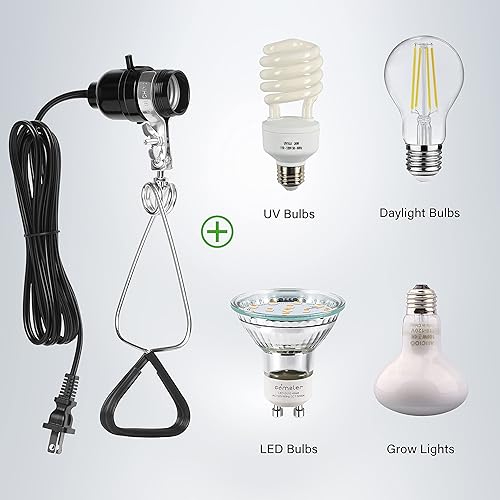 Miniatura 2 de Simple Deluxe Paquete de 1 lámpara de criador de calibre 182 y abrazadera de calor con enchufe de baquelita cable de 150 vatios y 6 pies, color negro