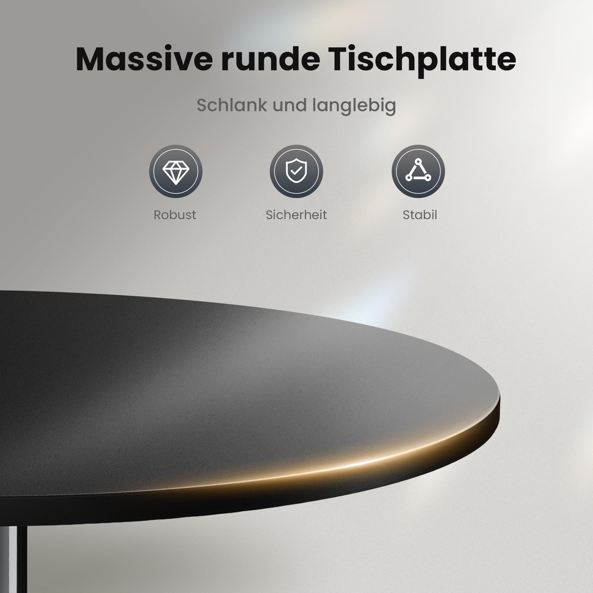 PHI VILLA 2in1 Bistrotisch Rund Wetterfest Esstisch Kleiner Multifunktionstisch für Taverne Garten Balkon Küchen Tisch Ø76x74,5 cm Schwarz