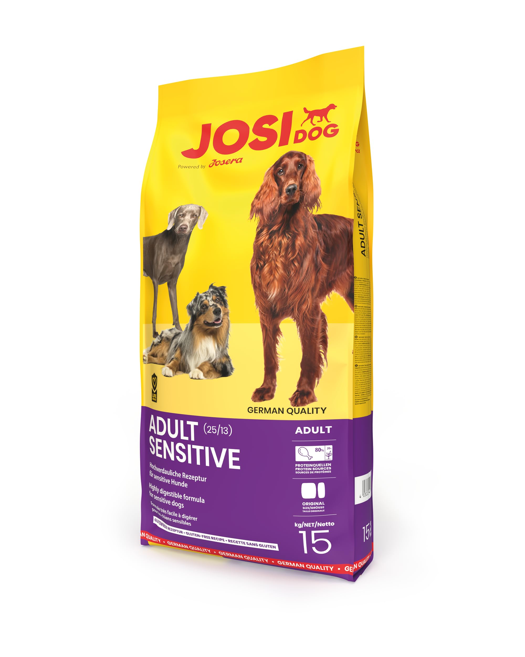JosiDog Adult Sensitive (1 x 15 kg) | Karma dla psów wrażliwych, wyjątkowo wrażliwa i bezglutenowa | powered by JOSERA | sucha karma premium dla dorosłych, wrażliwych psów, 1 szt. w opakowaniu