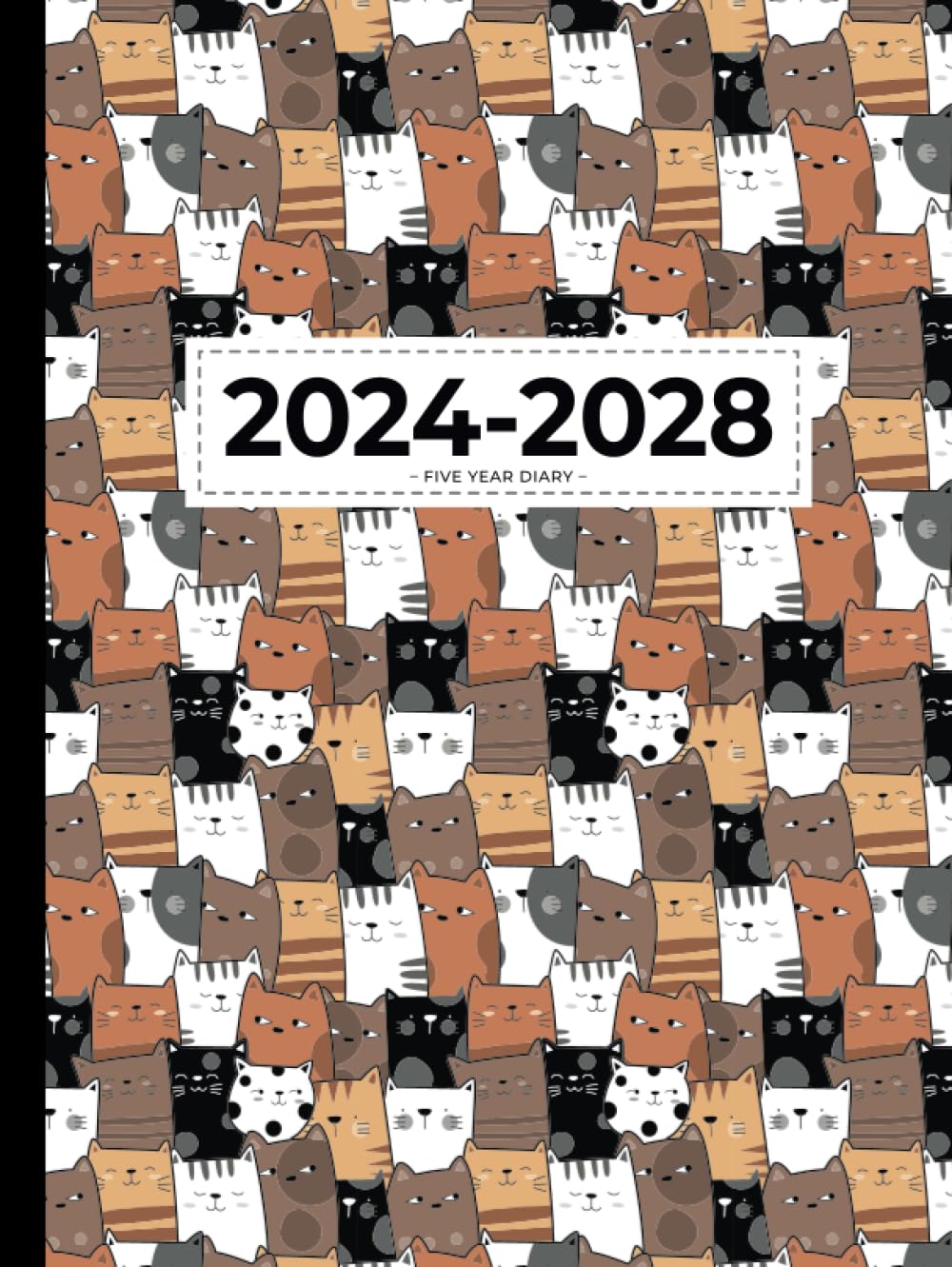 Independently published 5 Year Diary 2024-2028 | A4 Serious Cat Crowd (hardcover): Month to View Planner with UK Holidays, Moon Phases, Birthdays & Celebrations, Contacts, Passwords (Five Years)