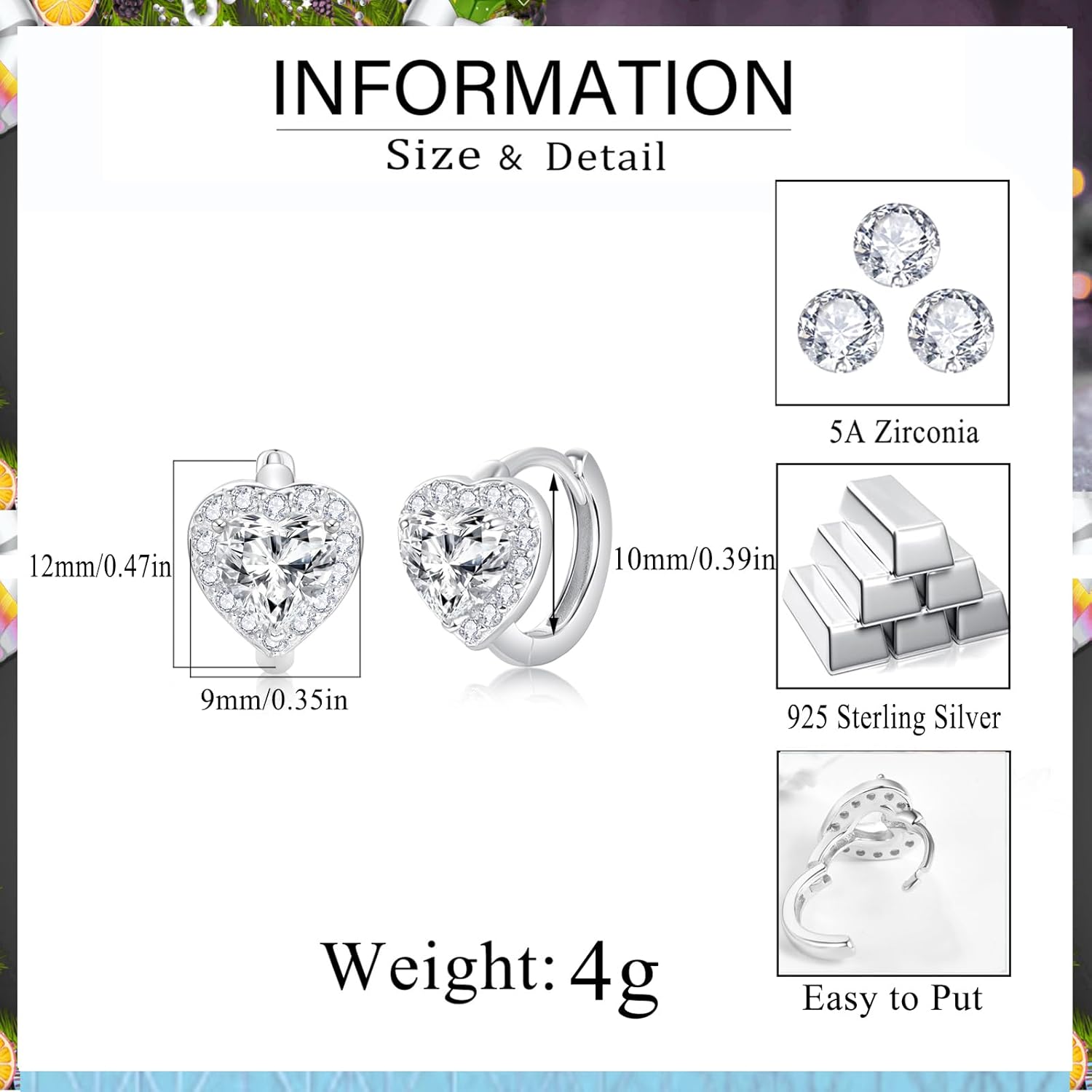Dreamboat Heart Birthstone Small Hoop Earrings for Women 925 Sterling Silver Cubic Zirconia Heart Huggie Earring Anniversary Birthday Jewelry Gifts for Mom Wife Her