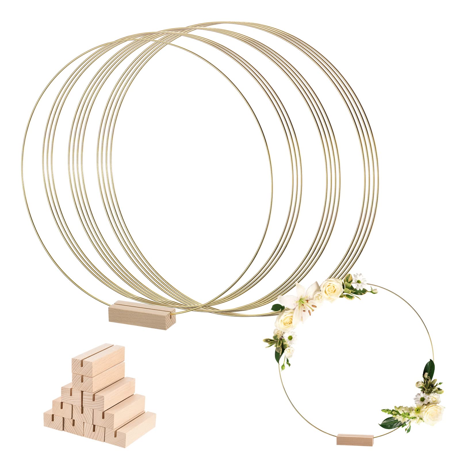 sourcing map Metal Floral Hoop 8 Inch 10 Inch 12 Inch Wreath Rings Centerpiece Table Decorations Gold Tone for DIY Wedding Birthday Party Events 1 Set