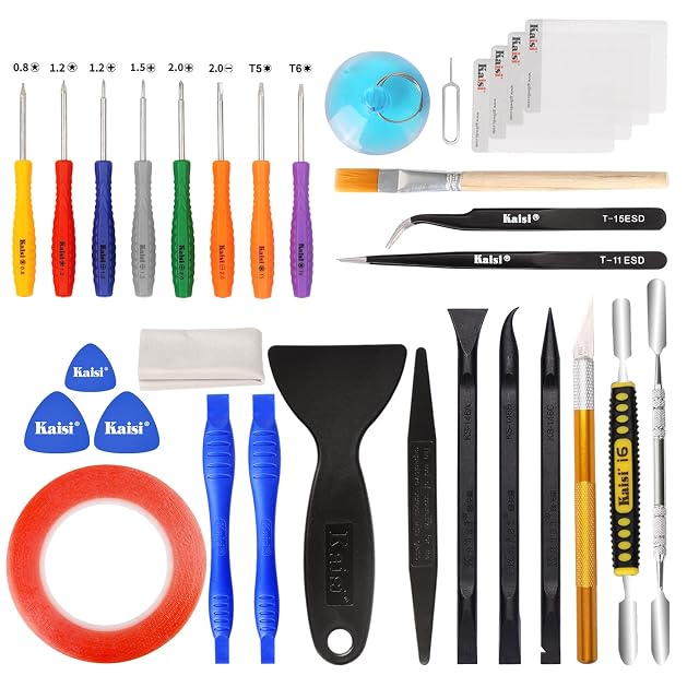 Kaisi 32 in 1 Professional Electronics Screen Opening Pry Tool Repair Kit with Steel and Carbon Fiber Nylon