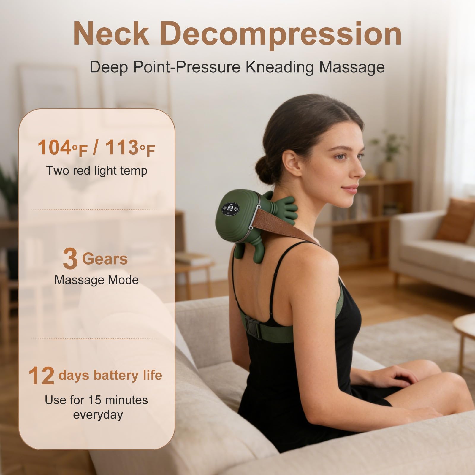 Masajeador Cervical 4D Shiatsu, Masajeador de Cuello y Hombros con Calor, 3 Modos de Masaje y 2 Niveles de Temperatura, Masajeador Eléctrico para Cuello y Espalda, Regalo Mujer Hombre