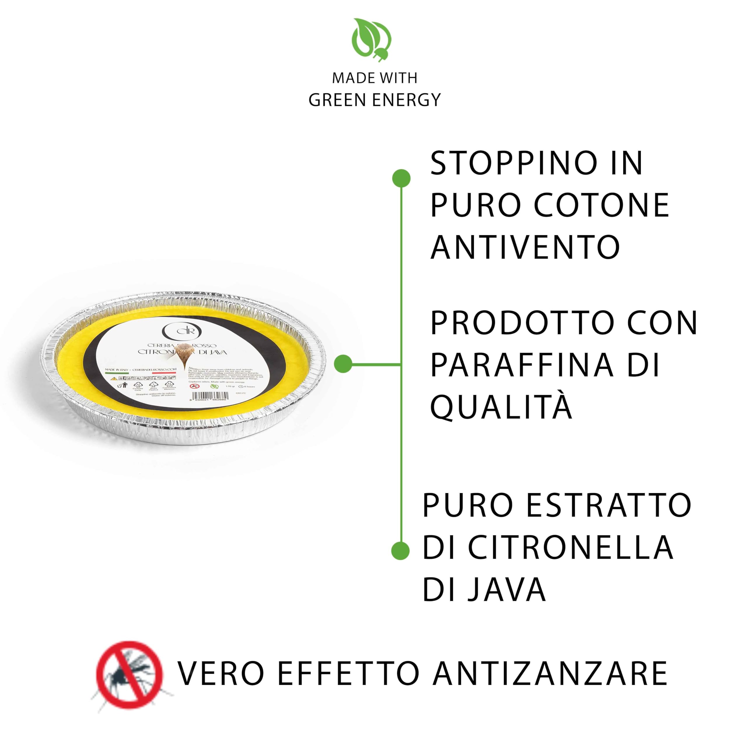 Cereria Del Rosso – candela alla citronella -fiaccola in alluminio antizanzare da 14 cm- set 60 pezzi- antivento – made in italy – durata 5 ore.