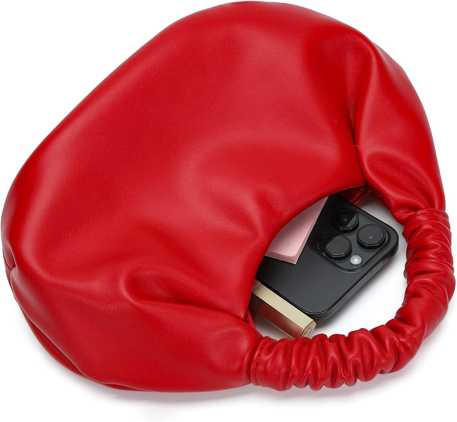 Mini Hobo Tote Bags for Women Soft Leather Clutch Purses for Women Cloud-Shaped Top Handle Bags - Image 5