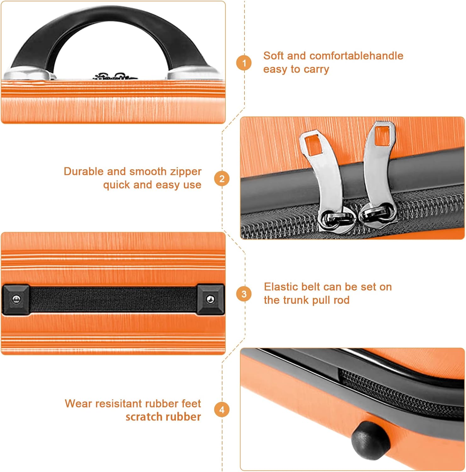 14inch Makeup Train Case PC ABS Cosmetic Case Hardshell Makeup Bag Organizer Toiletry Gifts for Her Travel Outside Activity (orange) - Image 8