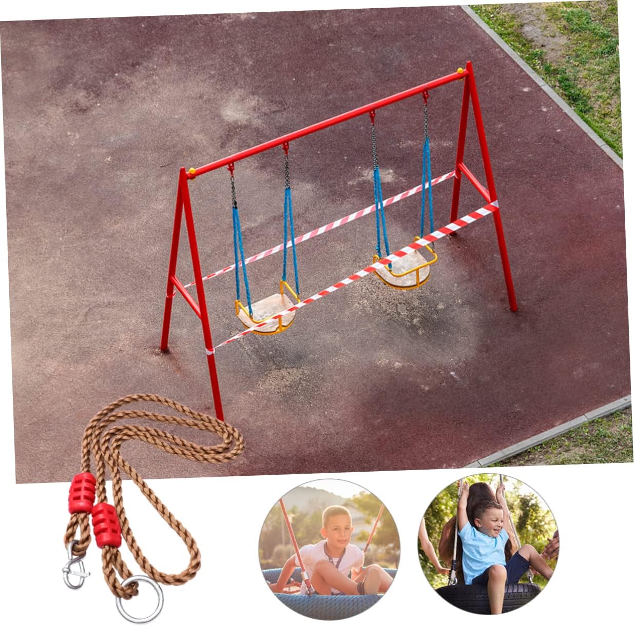 Adjustable Swing Strap Set for Outdoor Use 6 Pcs Nylon Hanging Kit 4 Adjustable PP Ropes and 2 Connectors for Tree Swings and Hammock Accessories Random Color