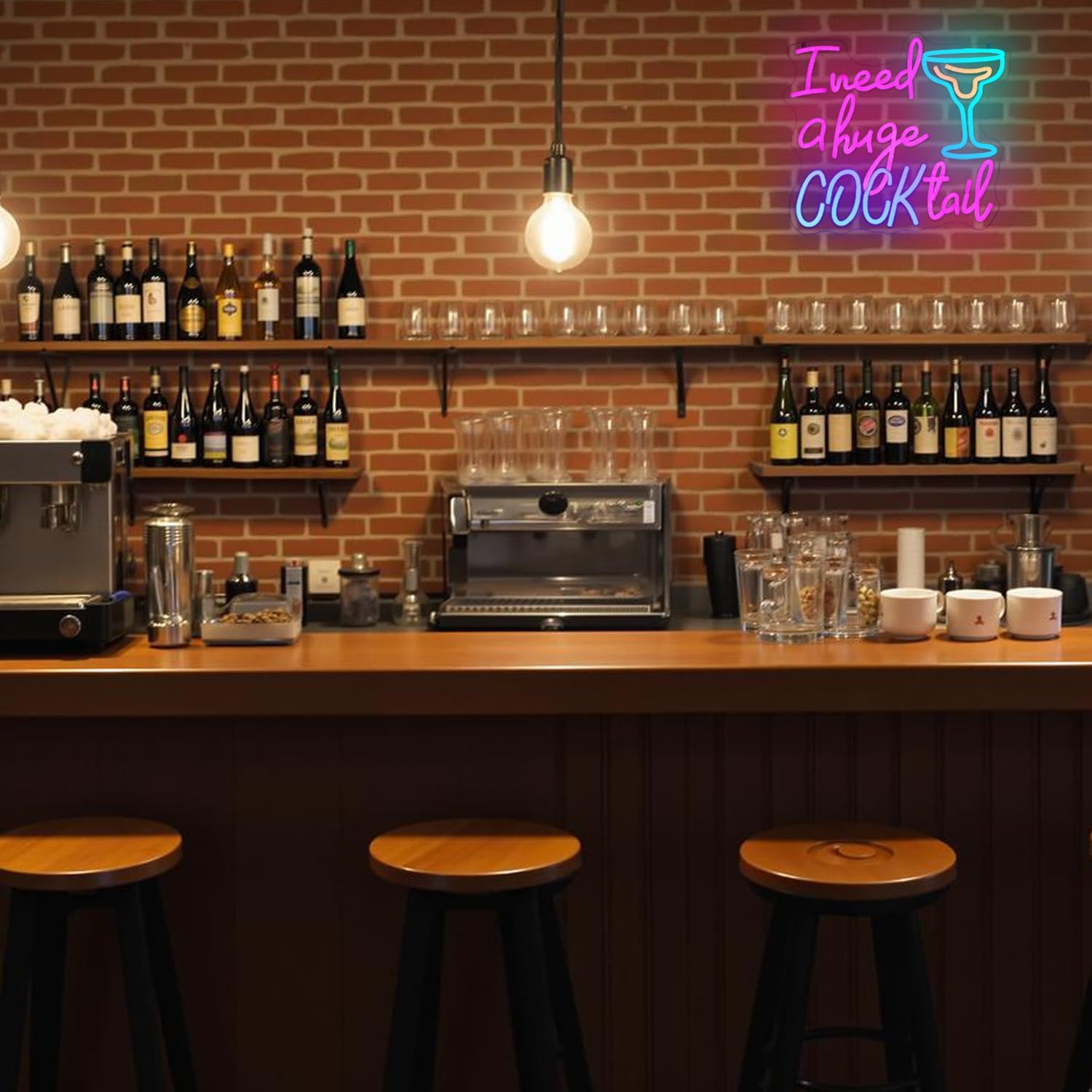 Cocktail Neon Sign for Wall Decor Bar Neon Light I Need a Huge Cocktail LED Neon Signs Colorful Led Neon Lights for Bar Kitchen Restaurant Decoration