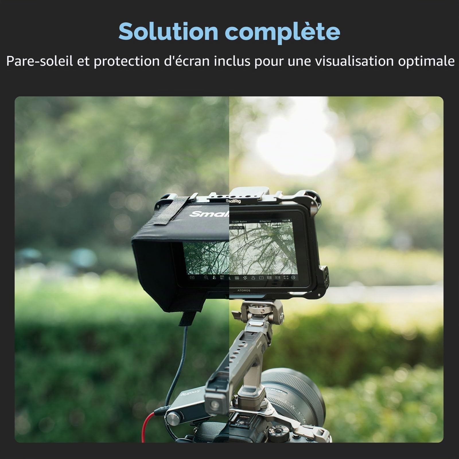 SMALLRIG Kit de Cage de Moniteur pour Atomos Shinobi II, avec Pare-Soleil, avec Protection d'Ecran, Pesant Seulement 96,3 g, avec Trous filetés 1/4"-20-5030