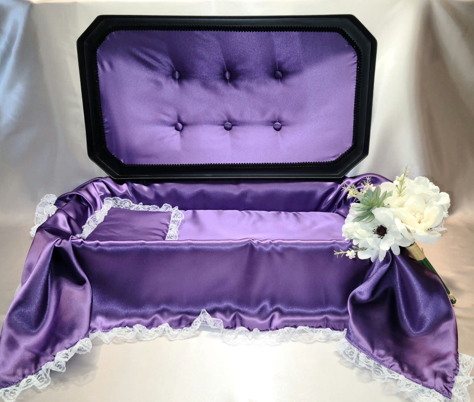 Newnak's Pet Caskets-Pet Casket Black/Purple 3 Sizes -Pet Loss Burial Memorial - Pet Casket for Dogs, Cats, Animals (Deluxe) (Medium)