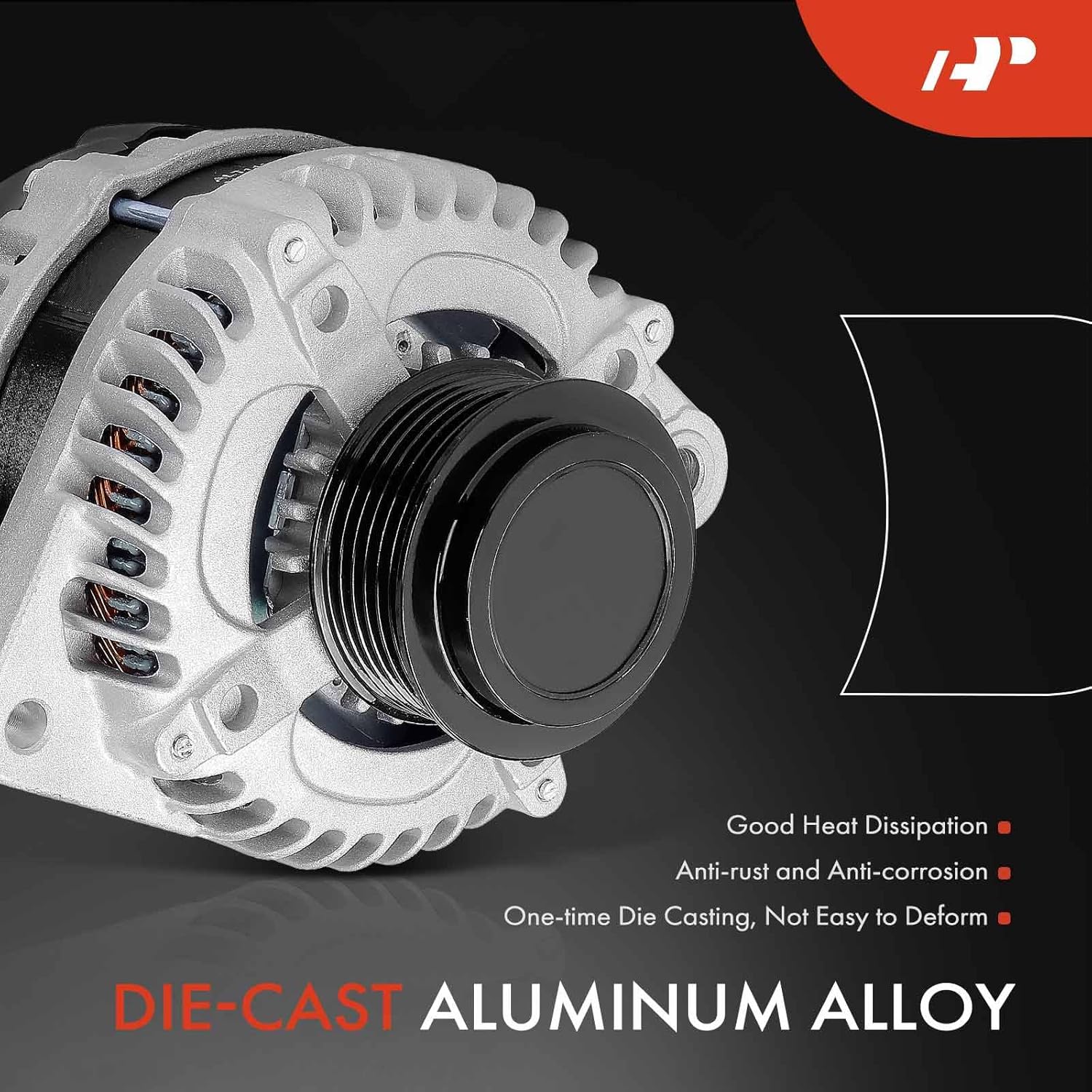 A-Premium Alternator Compatible with Honda Accord 2011-2012, Accord Crosstour 2010-2011, Crosstour 2012, 3.5L, 12V 120A 6-Groove Decoupler Pulley Clockwise