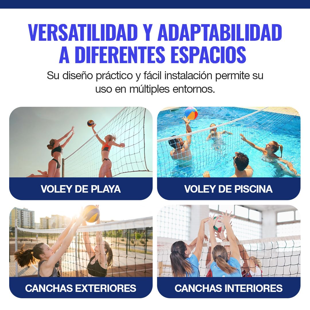 DIAMANTE Red de Voleibol Profesional – Red Voleibol Resistente de Polietileno con Cinta y Cable de Acero – Red Voley Portátil Ideal para Playa, Piscina o Entrenamiento