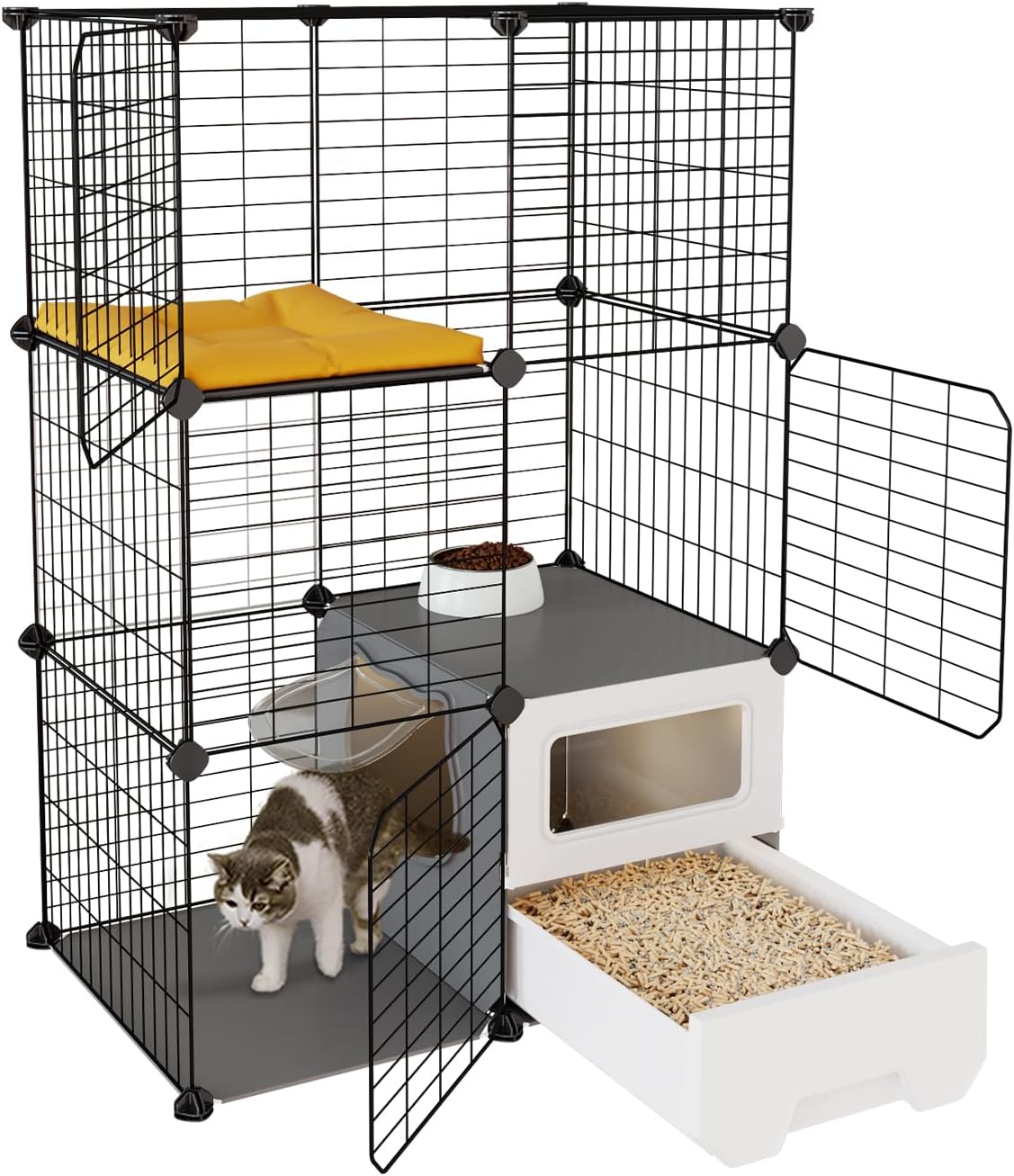 猫ケージ 猫用ケージ 78x55x100CM ブラック 猫ハウス 室内用猫 猫