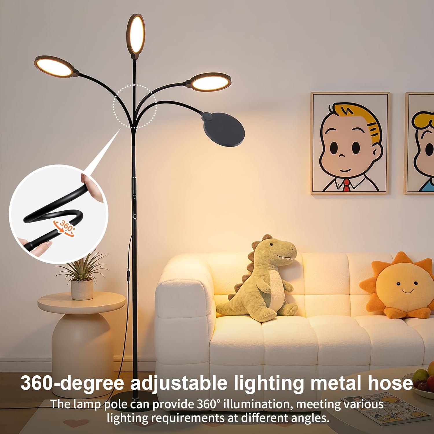 Bright LED Eye-Friendly Floor Lamp with Remote and Touch Dimmer & Adjustable Color Temperature, Smart Gooseneck Standing Light for Living Room,Kids Bedroom, Home Office Desk,Library Study Reading