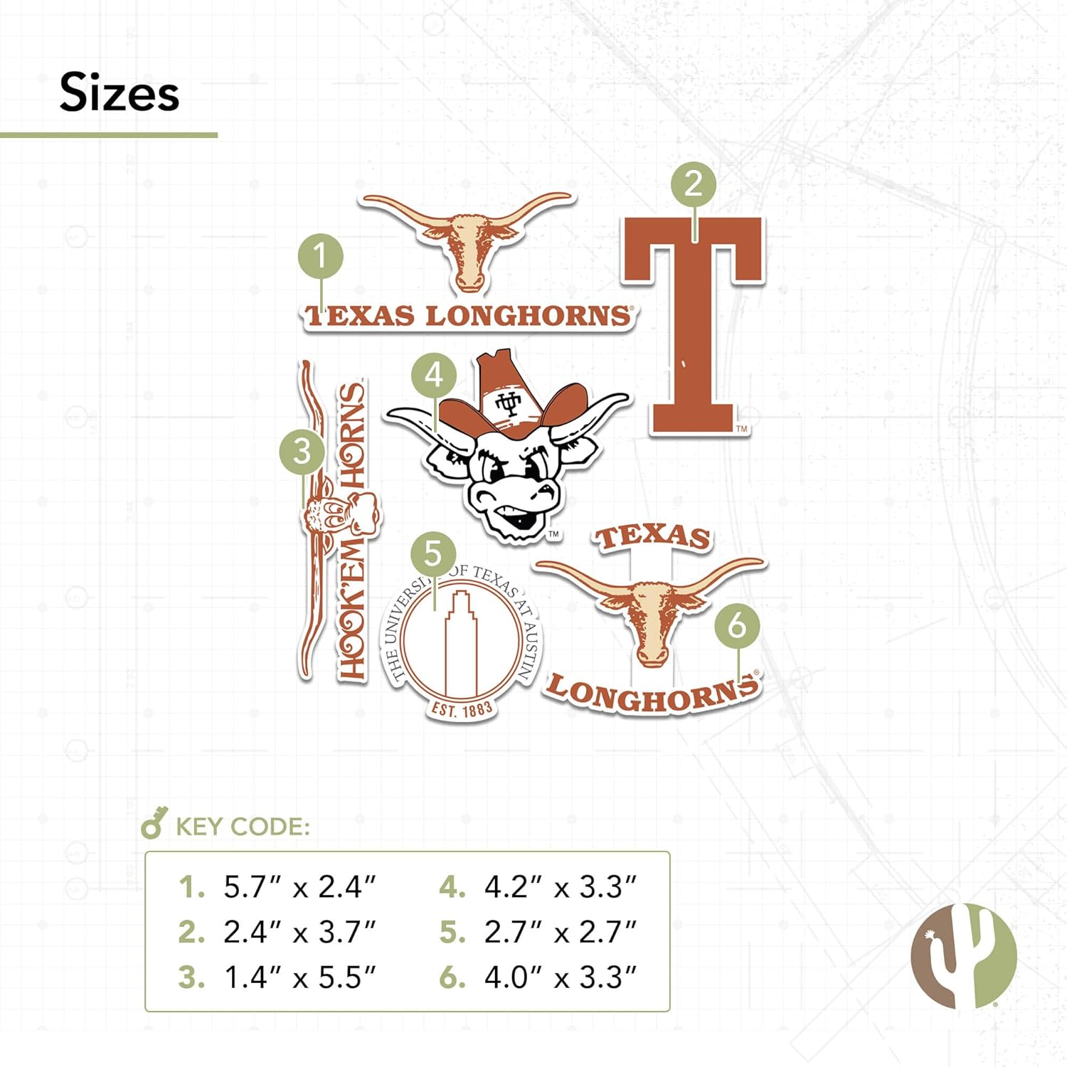 Desert Cactus University of Texas Sticker Longhorns UT Austin Vinyl Decals Laptop Water Bottle Car Type 2 (T2 Vintage 1) - Image 3